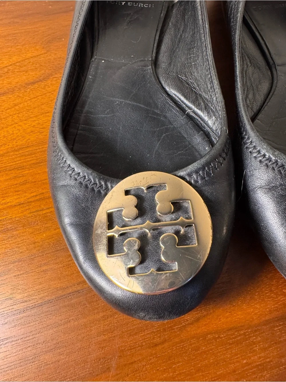 Tory Burch Black Leather Ballet Flats Size 7